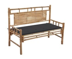 Sodo suoliukas su pagalvėle, 120cm, bambukas