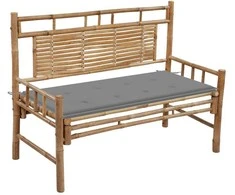 Sodo suoliukas su pagalvėle, 120cm, bambukas