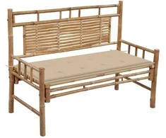 Sodo suoliukas su pagalvėle, 120cm, bambukas