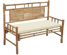 Sodo suoliukas su pagalvėle, 120cm, bambukas