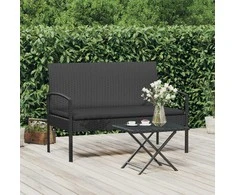 Sodo suoliukas su pagalvėle, juodas, 105cm, poliratanas