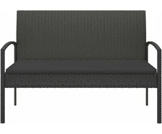 Sodo suoliukas su pagalvėle, juodas, 105cm, poliratanas