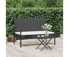 Sodo suoliukas su pagalvėle, juodas, 105cm, poliratanas