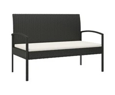 Sodo suoliukas su pagalvėle, juodas, 105cm, poliratanas