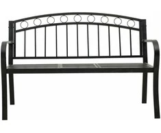 Sodo suoliukas su staliuku, juodos spalvos, 120cm, plienas