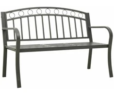 Sodo suoliukas su staliuku, pilkos spalvos, 120cm, plienas