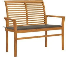 Sodo suoliukas su taupe spalvos pagalvėle, 112cm, tikmedis