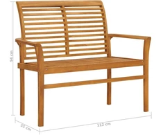 Sodo suoliukas su vyno raudona pagalvėle, 112cm, tikmedis