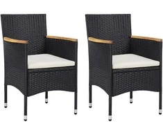 Lauko baldų komplektas Sodo valgomojo baldų komplektas, 3 dalių, juodos spalvos