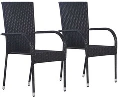 Lauko baldų komplektas Sodo valgomojo baldų komplektas, 3 dalių, juodos spalvos