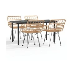 Lauko baldų komplektas Sodo valgomojo baldų komplektas, 5 dalių, poliratanas