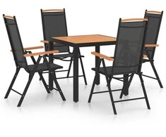 Lauko baldų komplektas Sodo valgomojo baldų komplektas, 5 dalių, juodas, aliuminis
