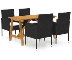 Lauko baldų komplektas Sodo valgomojo baldų komplektas, 5 dalių, juodos spalvos
