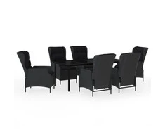 Lauko baldų komplektas Sodo valgomojo baldų komplektas, 7 dalių, tamsiai pilkas