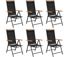 Lauko baldų komplektas Sodo valgomojo baldų komplektas, 7 dalių, juodas, aliuminis