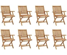 Lauko baldų komplektas Sodo valgomojo baldų komplektas, 9 dalių, tikmedžio masyvas