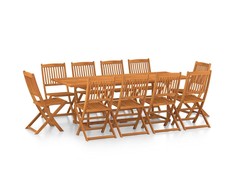 Lauko baldų komplektas Sodo valgomojo komplektas, 11 dalių, 220x90x75 cm, akacija