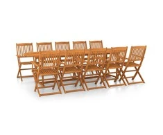 Lauko baldų komplektas Sodo valgomojo komplektas, 11 dalių, 280x90x75 cm, akacija