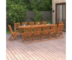 Lauko baldų komplektas Sodo valgomojo komplektas, 13 dalių, 280x90x75 cm, akacija