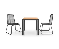 Lauko baldų komplektas Sodo valgomojo komplektas, 3 dalių, juodas/rudas, PVC ratanas