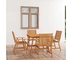 Lauko baldų komplektas Sodo valgomojo komplektas, 5 dalių, akacijos medienos masyvas