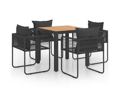 Lauko baldų komplektas Sodo valgomojo komplektas, 5 dalių, juodas/rudas, PVC ratanas