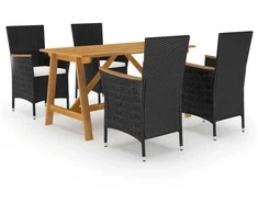 Lauko baldų komplektas Sodo valgomojo komplektas, 5 dalių, juodas (312406+310566)
