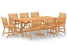 Lauko baldų komplektas Sodo valgomojo komplektas, 9 dalių, 220x90x75 cm, akacija