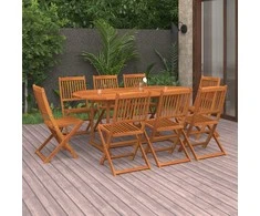 Lauko baldų komplektas Sodo valgomojo komplektas, 9 dalių, 180x90x75 cm, akacija