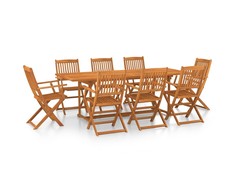 Lauko baldų komplektas Sodo valgomojo komplektas, 9 dalių, 220x90x75 cm, akacija