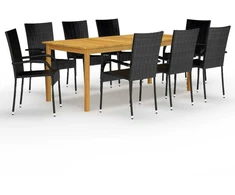 Lauko baldų komplektas Sodo valgomojo komplektas, 9 dalių, juodas (147877+2x310084)