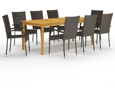 Lauko baldų komplektas Sodo valgomojo komplektas, 9 dalių, rudas (147877+2x310083)