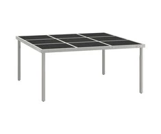 Sodo valgomojo stalas, 170x170x74,5cm, stiklas ir plienas