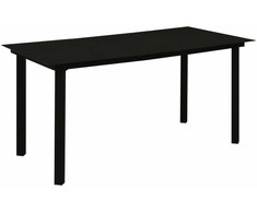 Sodo valgomojo stalas, juodas, 150x80x74cm, plienas ir stiklas