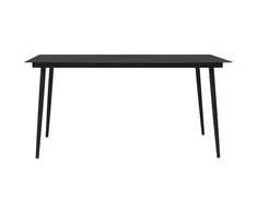 Sodo valgomojo stalas, juodas, 150x80x74cm, plienas ir stiklas