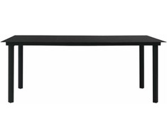 Sodo valgomojo stalas, juodas, 190x90x74cm, plienas ir stiklas