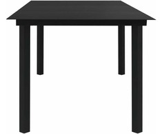 Sodo valgomojo stalas, juodas, 190x90x74cm, plienas ir stiklas
