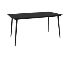 Sodo valgomojo stalas, juodas, 190x90x74cm, plienas ir stiklas