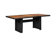 Sodo valgomojo stalas, juodas, 200x100x74cm, poliratanas