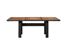 Sodo valgomojo stalas, juodas, 200x100x74cm, poliratanas