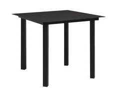 Sodo valgomojo stalas, juodas, 80x80x74cm, plienas ir stiklas