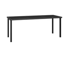 Sodo valgomojo stalas, juodos spalvos, 180x70x73cm, poliratanas