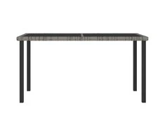 Sodo valgomojo stalas, pilkos spalvos, 140x70x73cm, poliratanas