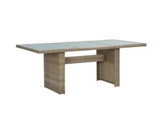 Sodo valgomojo stalas, rudas, 200x100x74cm, stiklas/poliratanas