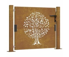 Sodo vartai, 105x105cm, corten plienas, medžio dizaino