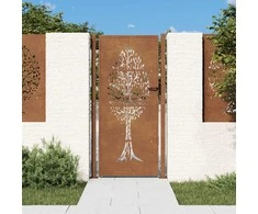 Sodo vartai, 105x205cm, corten plienas, medžio dizaino