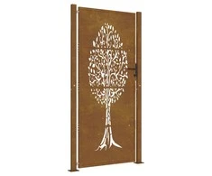 Sodo vartai, 105x205cm, corten plienas, medžio dizaino
