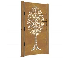 Sodo vartai, 105x205cm, corten plienas, medžio dizaino