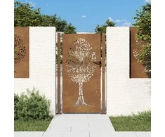 Sodo vartai, 105x205cm, corten plienas, medžio dizaino