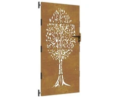 Sodo vartai, 85x175cm, corten plienas, medžio dizaino